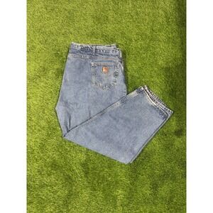 Carhartt Mens Relaxed Fit Flannel Lined Denim Jeans 50x30 Blue Workwear